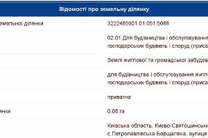 ділянка за адресою с. Петропавлівська борщагівка, Володимира Івасюка, 9А