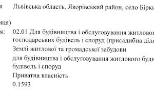 участок по адресу с. Борки, Львівська