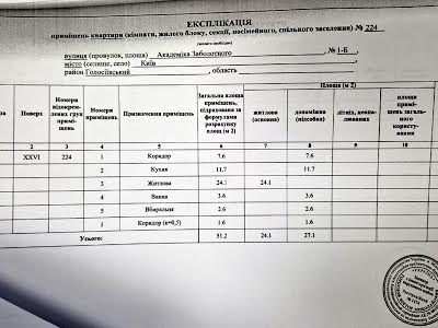 квартира за адресою Київ, Заболотного академіка вул., 1Б