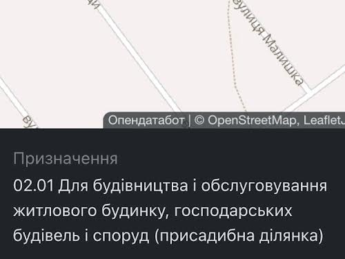 ділянка за адресою Малишка вул.
