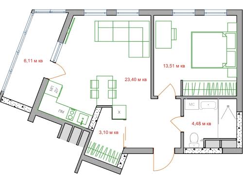 квартира по адресу Олеся Бердника ул., 1г