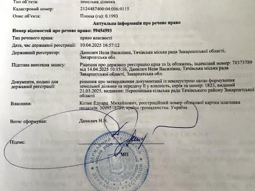 ділянка за адресою с. Терново, Робітнича, 13